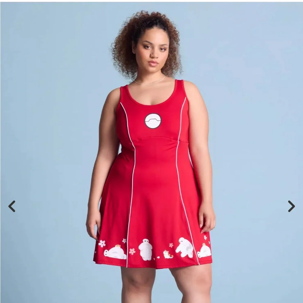 EUC Disney Box Lunch Baymax Big Hero Red One Piece Swimsuit/Active Dress Size 3x - Picture 3 of 14
